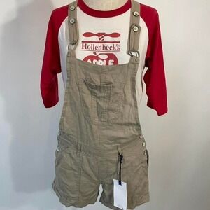 Adorable linen beige short overalls with tags still attached